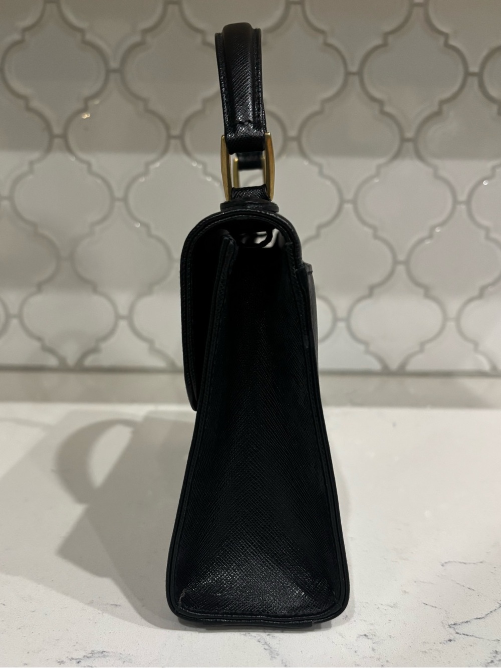 Coach 1999 Gramercy 7006 Italy cross grain black Kelly style top handle bag - Picture 4 of 11